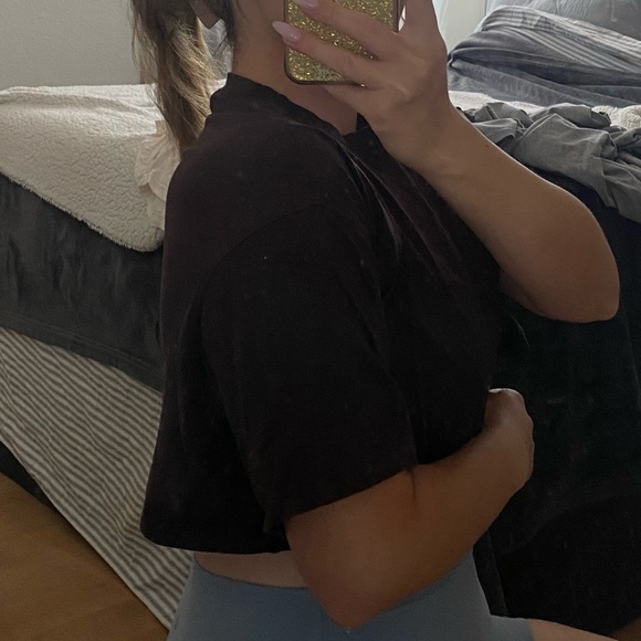 H&M CROPPED BOXY TOP (BROWN) - Picture 5 of 5